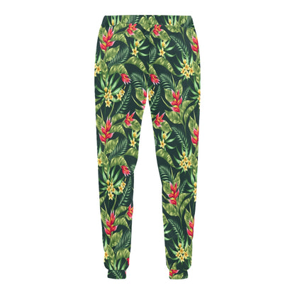 Tropical Folower Red Heliconia Print Men's Sweatpants