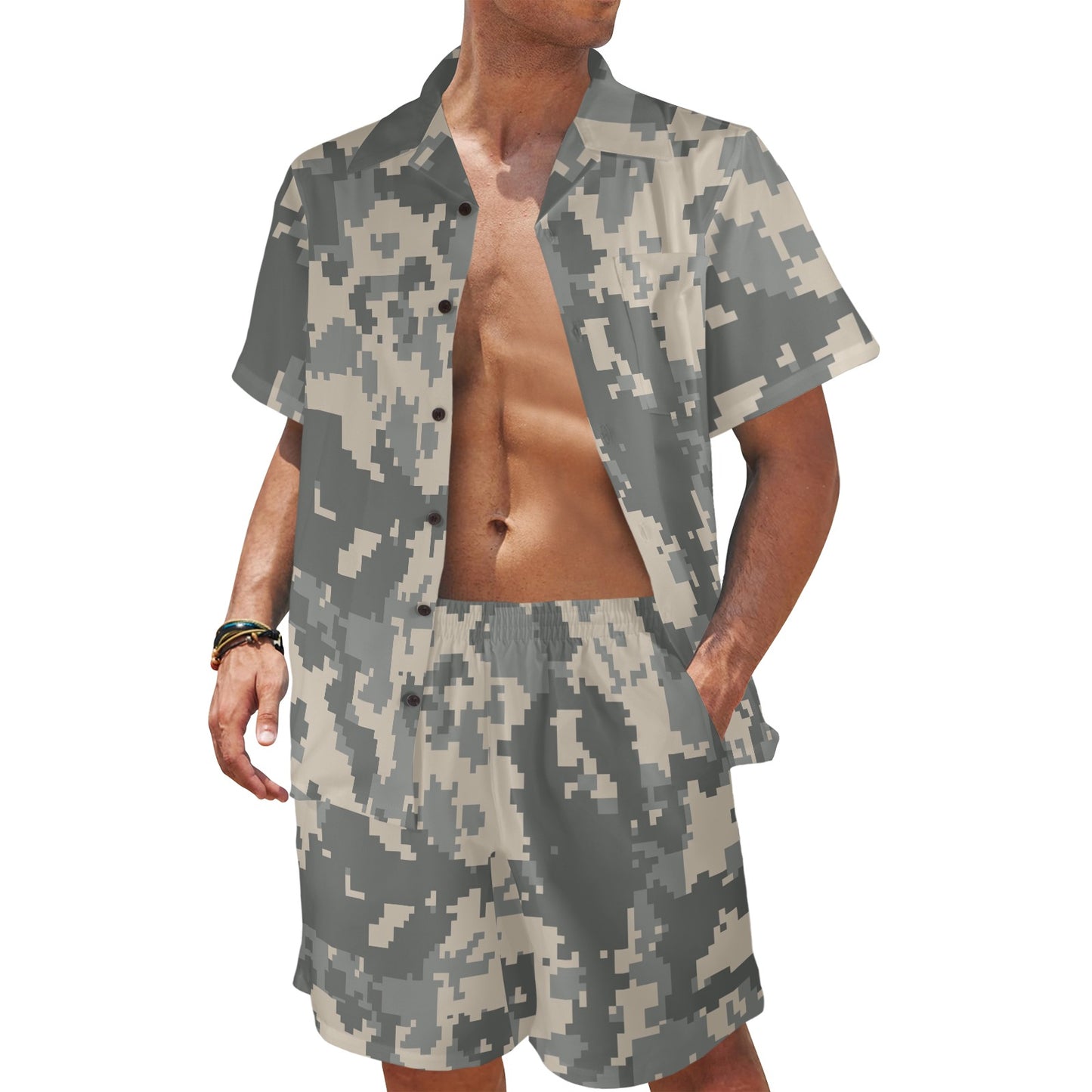 ACU Digital Camouflage Men's Beach Shirt and Shorts Set