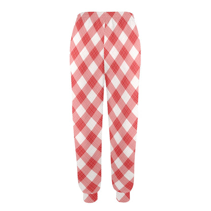 Gingham Red Pattern Print Design 01 Women's Casual Track Pants