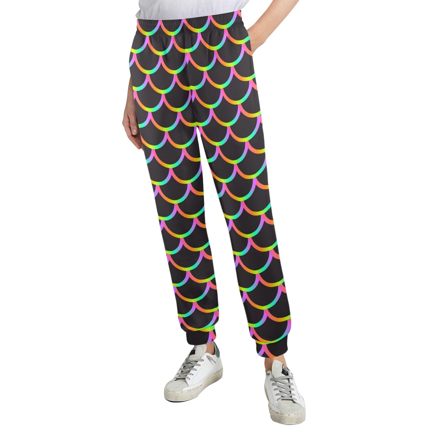 Mermaid Tail Rainbow Design Print Women's Casual Track Pants