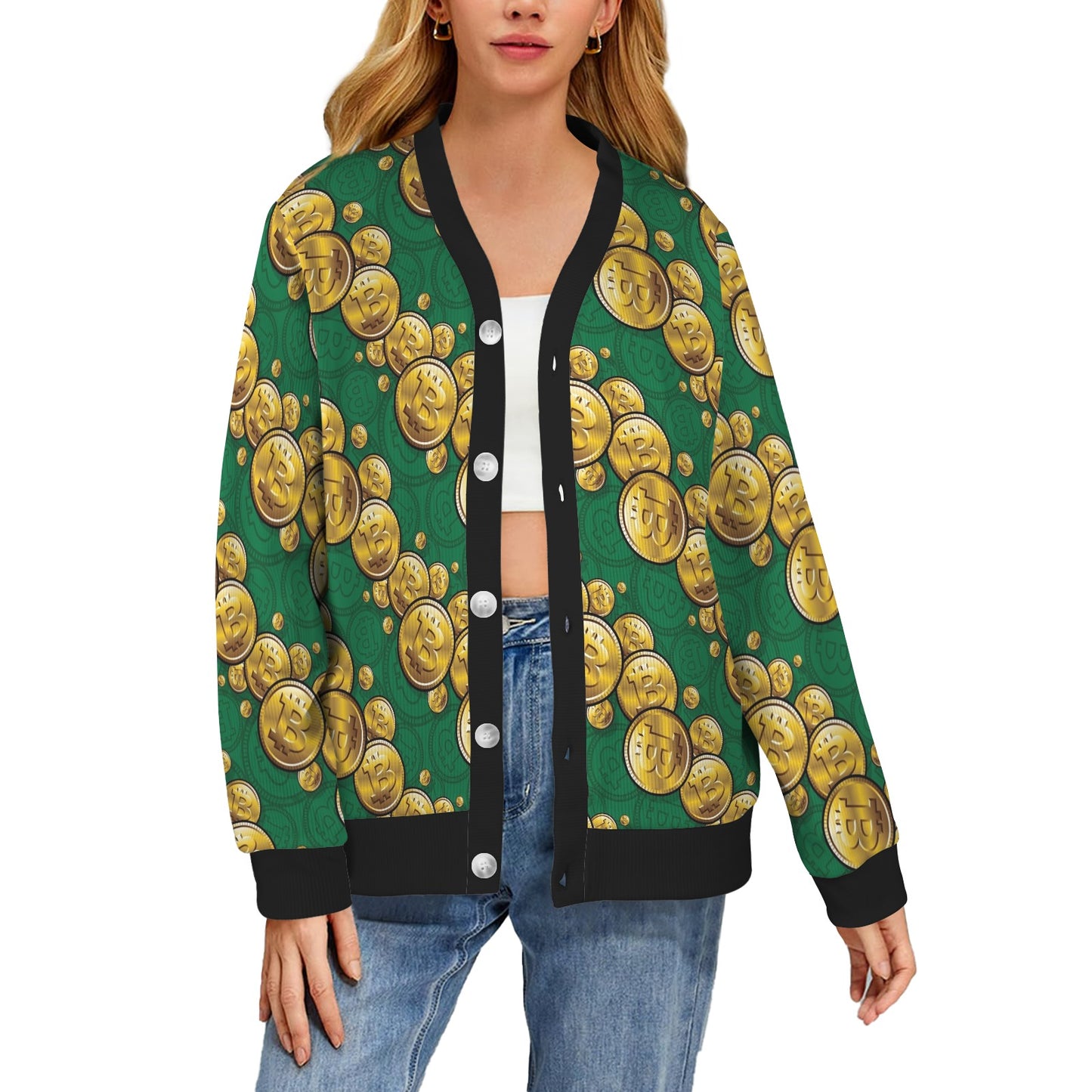 Bitcoin Pattern Print Design DO02 Women's Cardigan