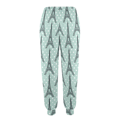 Eiffel Tower Polka Dot Print Women's Casual Track Pants