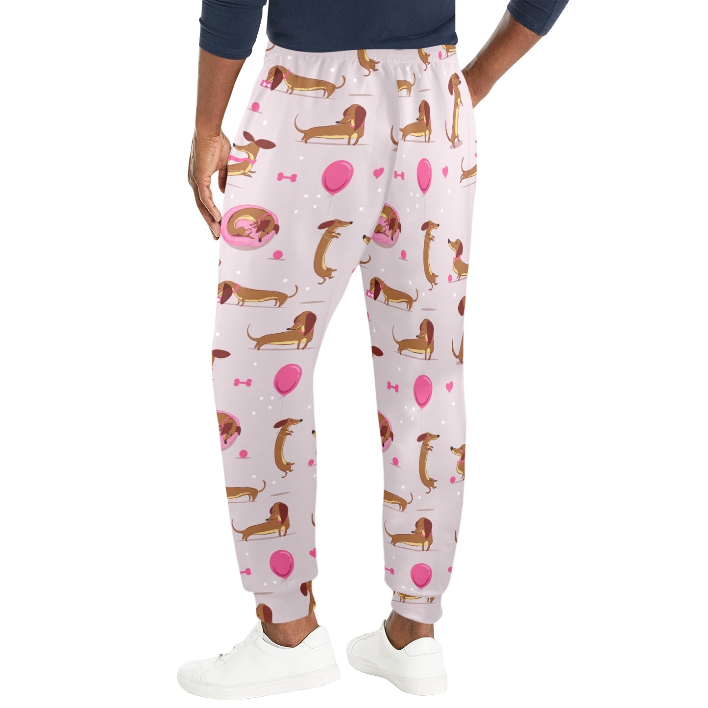 Dachshund Pattern Print Design 10 Men's Casual Track Pants