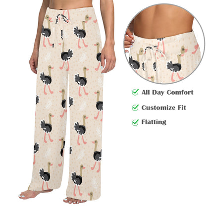 Ostrich Pattern Print Design 02 Women's Wide Leg Lounge Pants