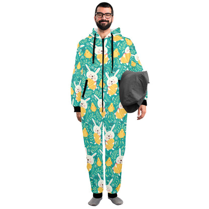 Easter Eggs Pattern Print Design RB02 Hooded Fleece Onesie Pajama Jumpsuit