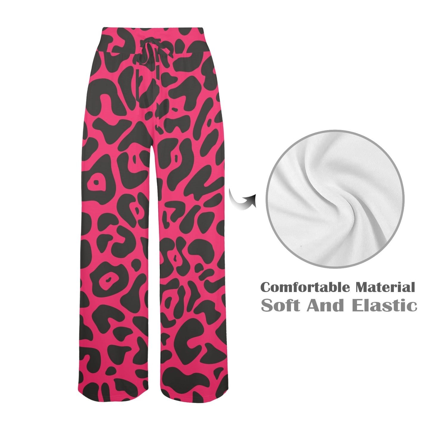 Cheetah Pink Print Pattern Women's Wide Leg Lounge Pants