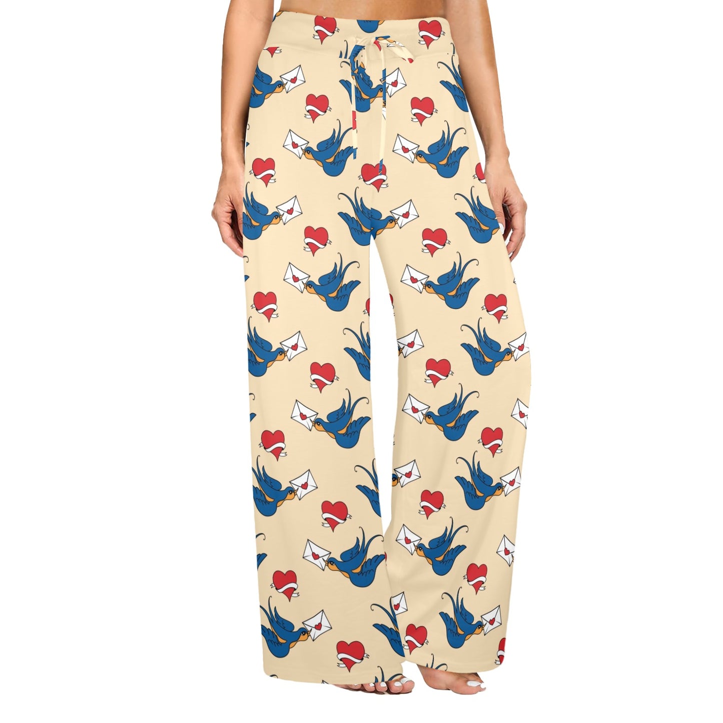 Swallow Bird Pattern Print Design 05 Women's Wide Leg Lounge Pants