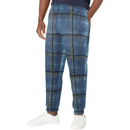 Jean Patchwork Pattern Print Design 02 Men's Casual Track Pants