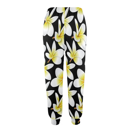 Yellow Plumeria Hawaiian Flowers Women's Casual Track Pants