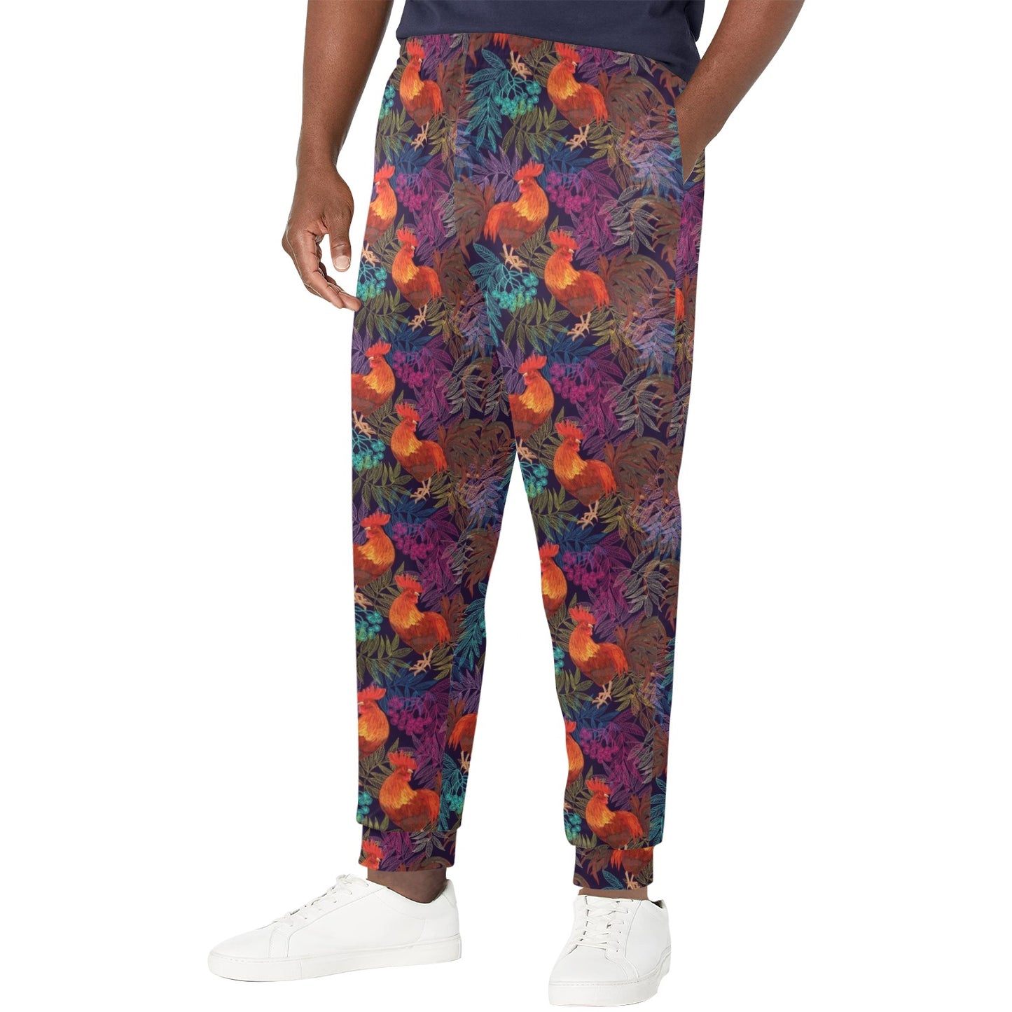 Rooster Print Style Men's Casual Track Pants