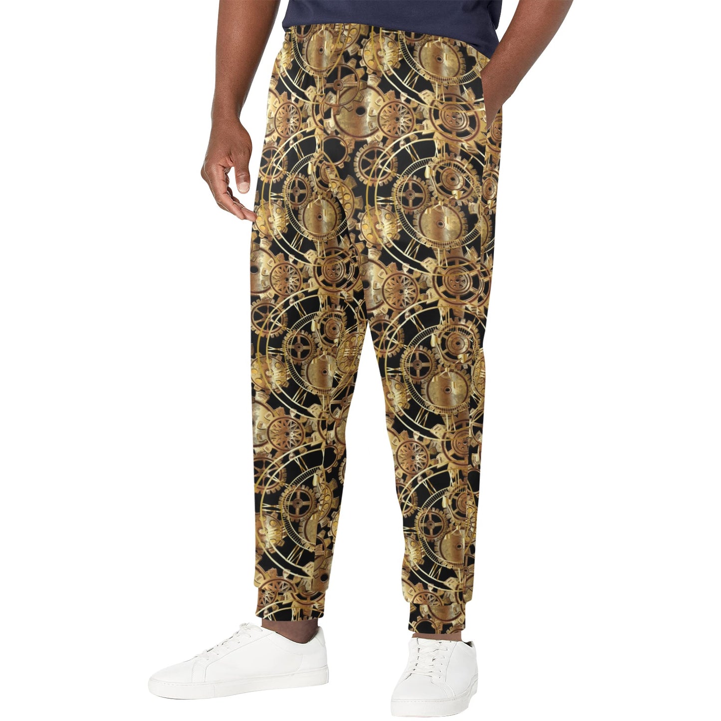 Steampunk Gear Design Themed Print Men's Casual Track Pants