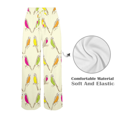 Parakeet Pattern Print Design A01 Women's Wide Leg Lounge Pants