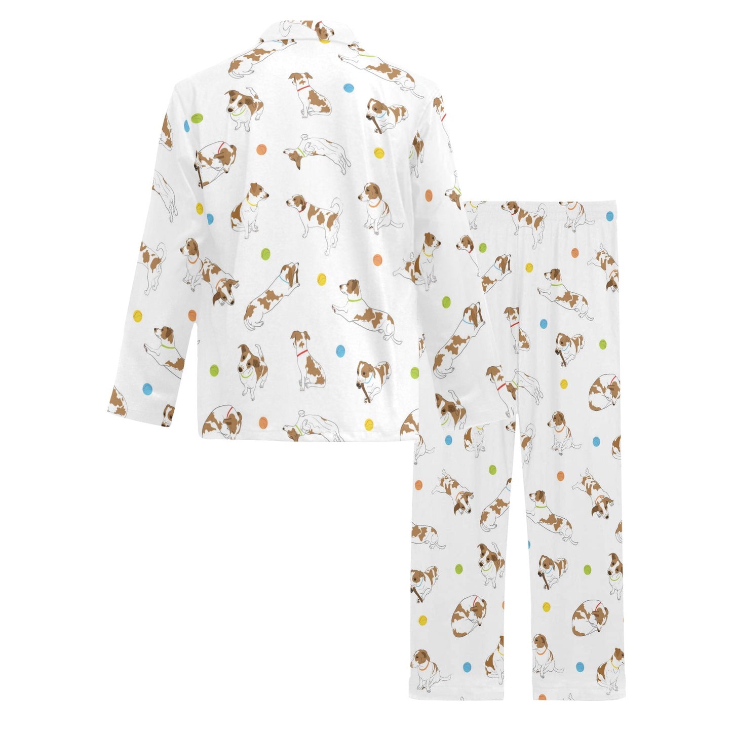 Russell Terriers With Balls Print Design LKS307 Men's Long Pajama Set