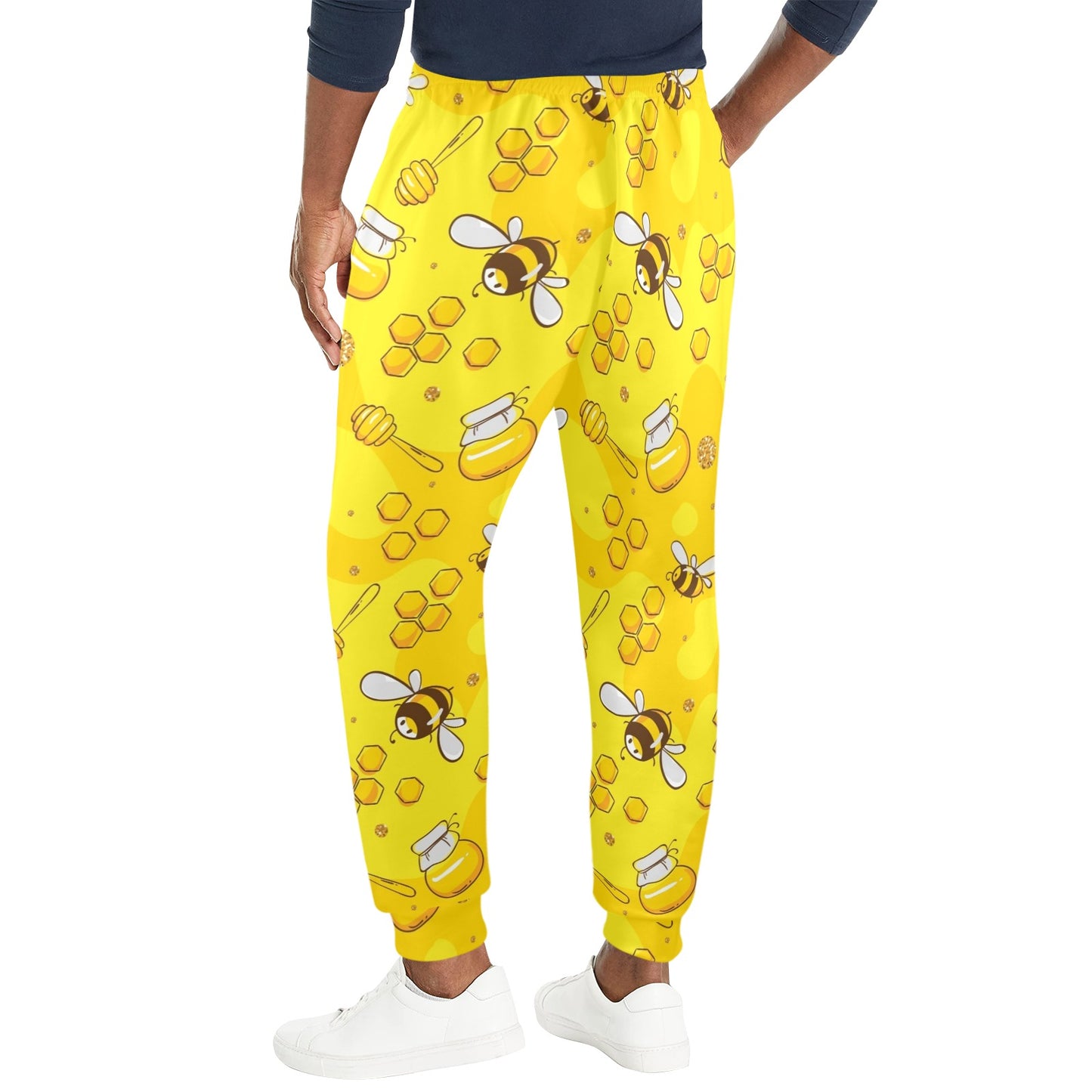 Bee Pattern Print Design BEE01 Men's Casual Track Pants