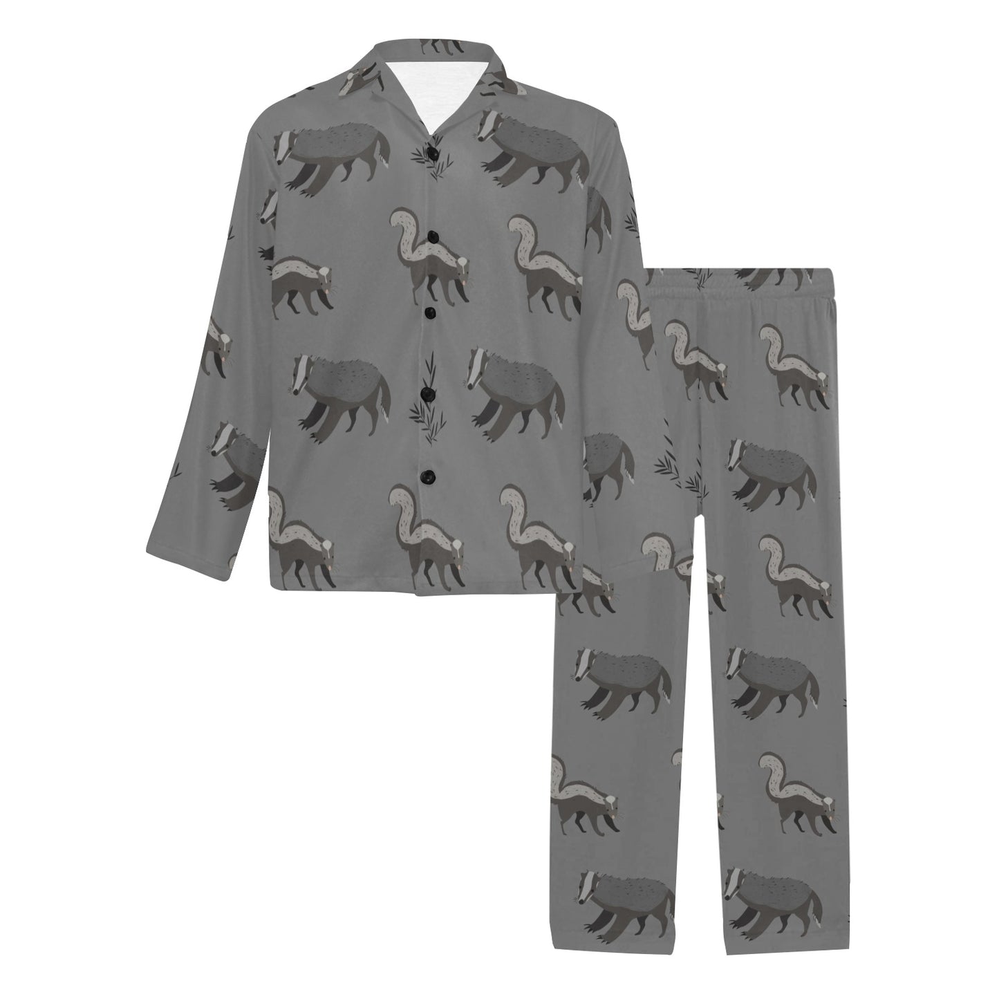 Skunk Print Design LKS301 Men's Long Pajama Set