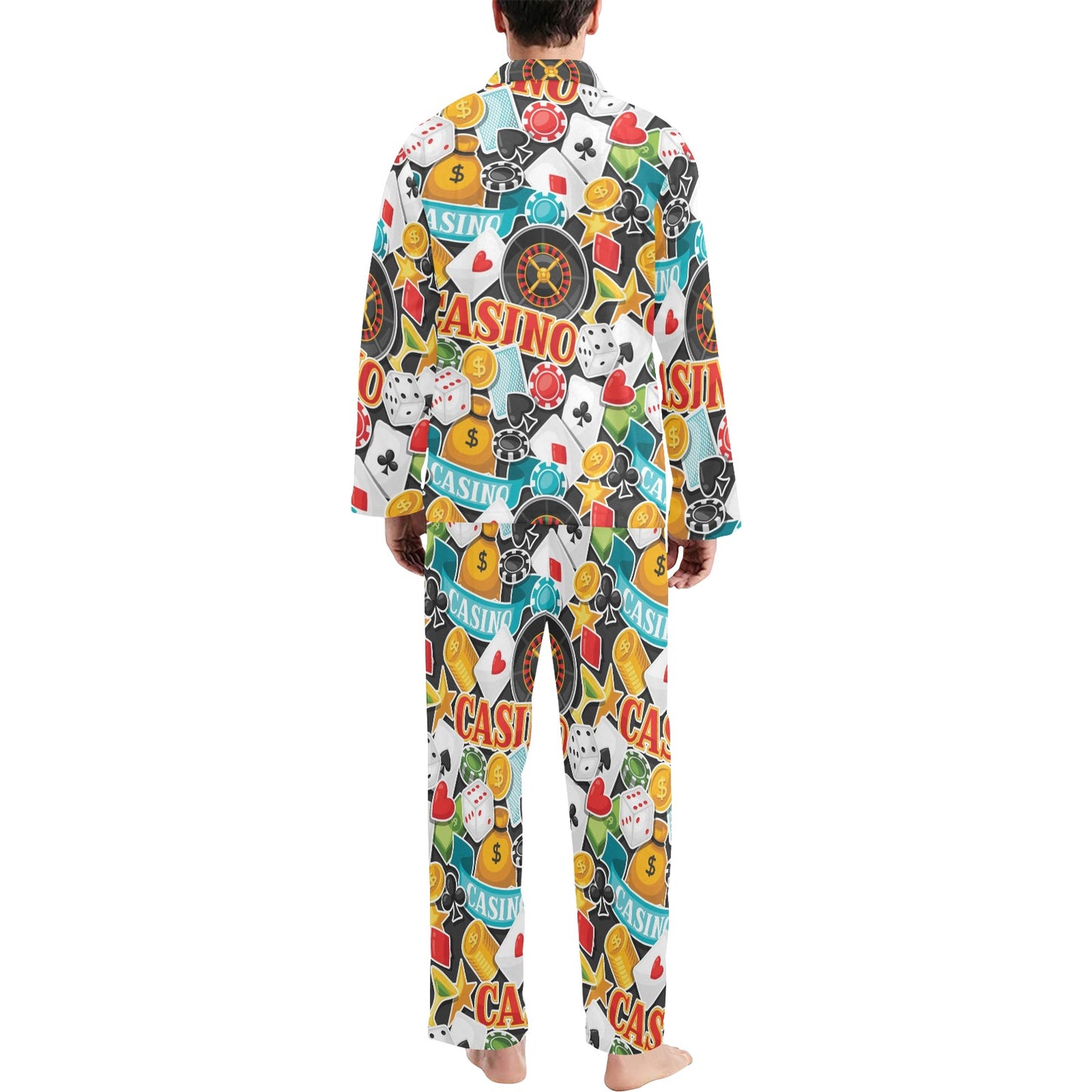 Casino Pattern Print Design 03 Men's Long Pajama Set