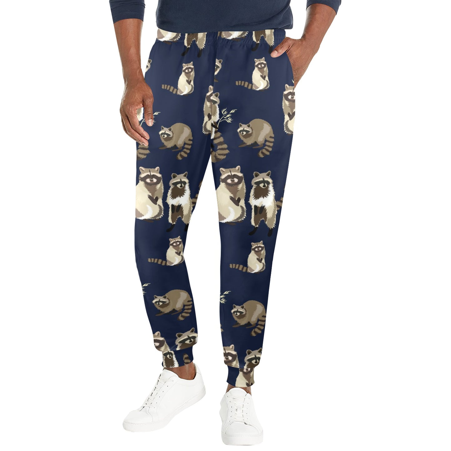 Raccoon Pattern Print Design A06 Men's Casual Track Pants