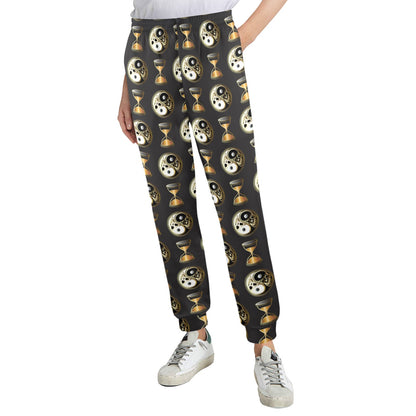Yin Yang Skull Themed Design Print Women's Casual Track Pants