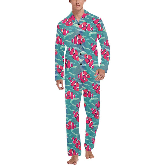 Clownfish Pattern Print Design 02 Men's Long Pajama Set