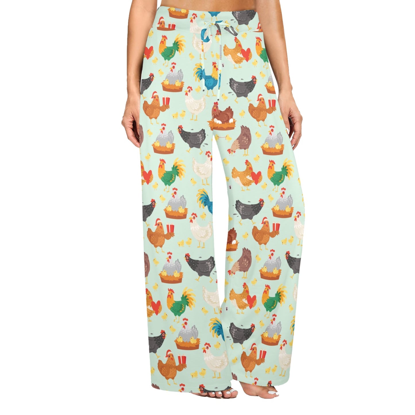 Chicken Pattern Print Design 07 Women's Wide Leg Lounge Pants