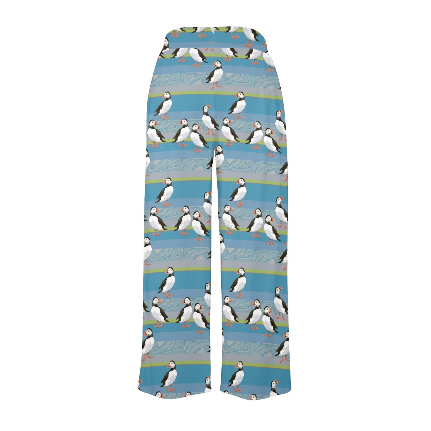 Puffin Pattern Print Design A01 Women's Wide Leg Lounge Pants