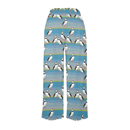 Puffin Pattern Print Design A01 Women's Wide Leg Lounge Pants