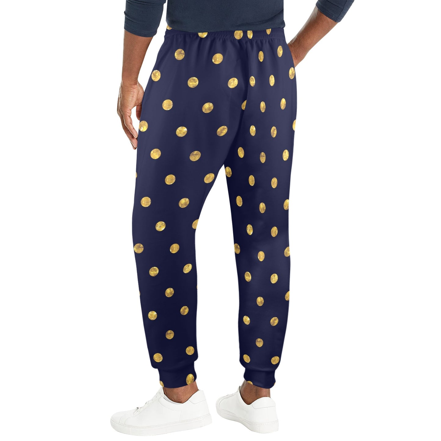Polka Dot Gold Blue Pattern Print Design 02 Men's Casual Track Pants