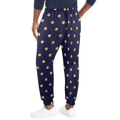 Polka Dot Gold Blue Pattern Print Design 02 Men's Casual Track Pants
