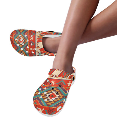 Aztec Red Print Pattern Unisex Clogs Shoes