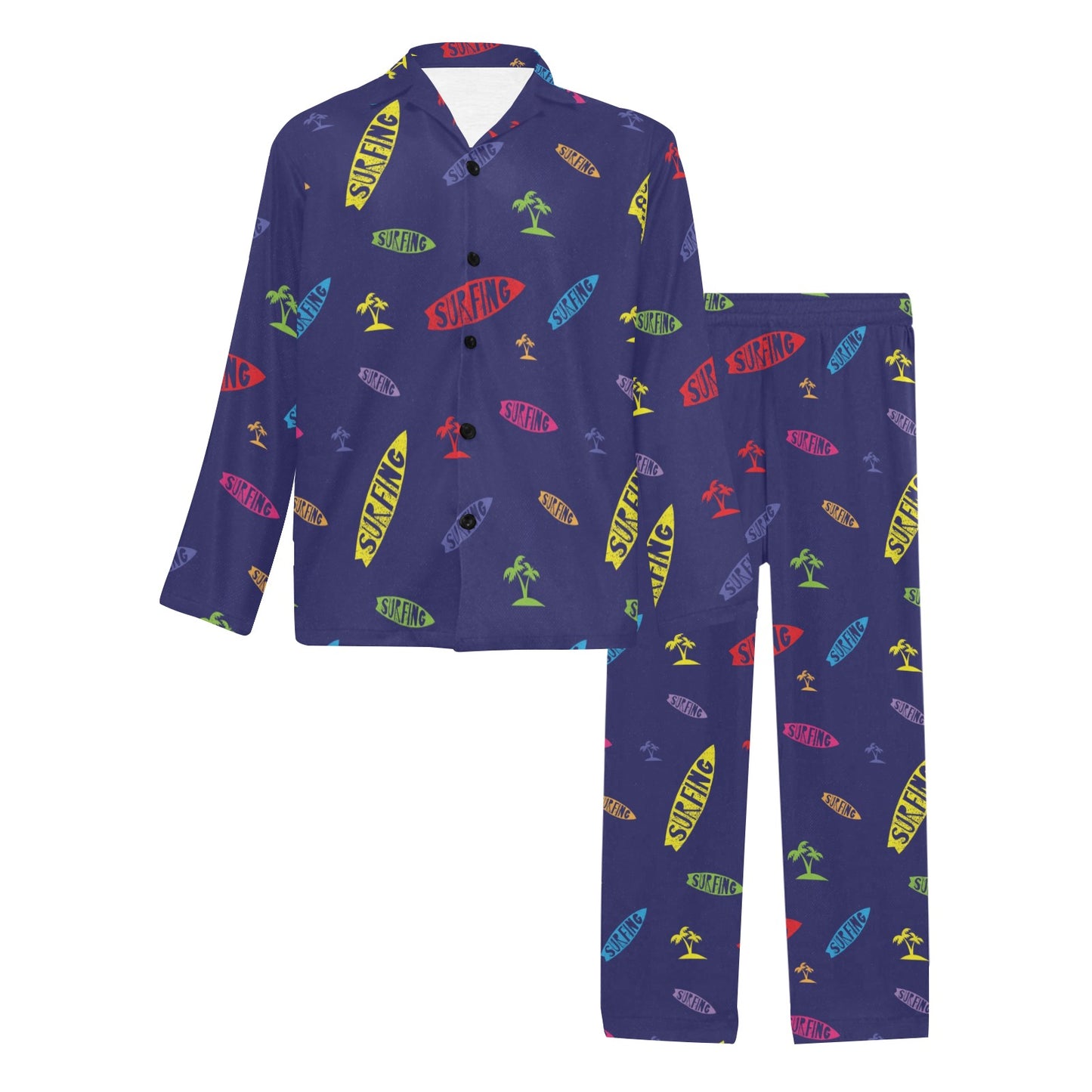 Surfboard Print Design LKS305 Men's Long Pajama Set
