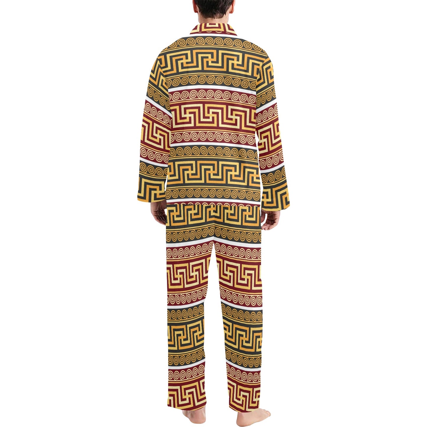 Ancient Greek Pattern Print Design LKS302 Men's Long Pajama Set