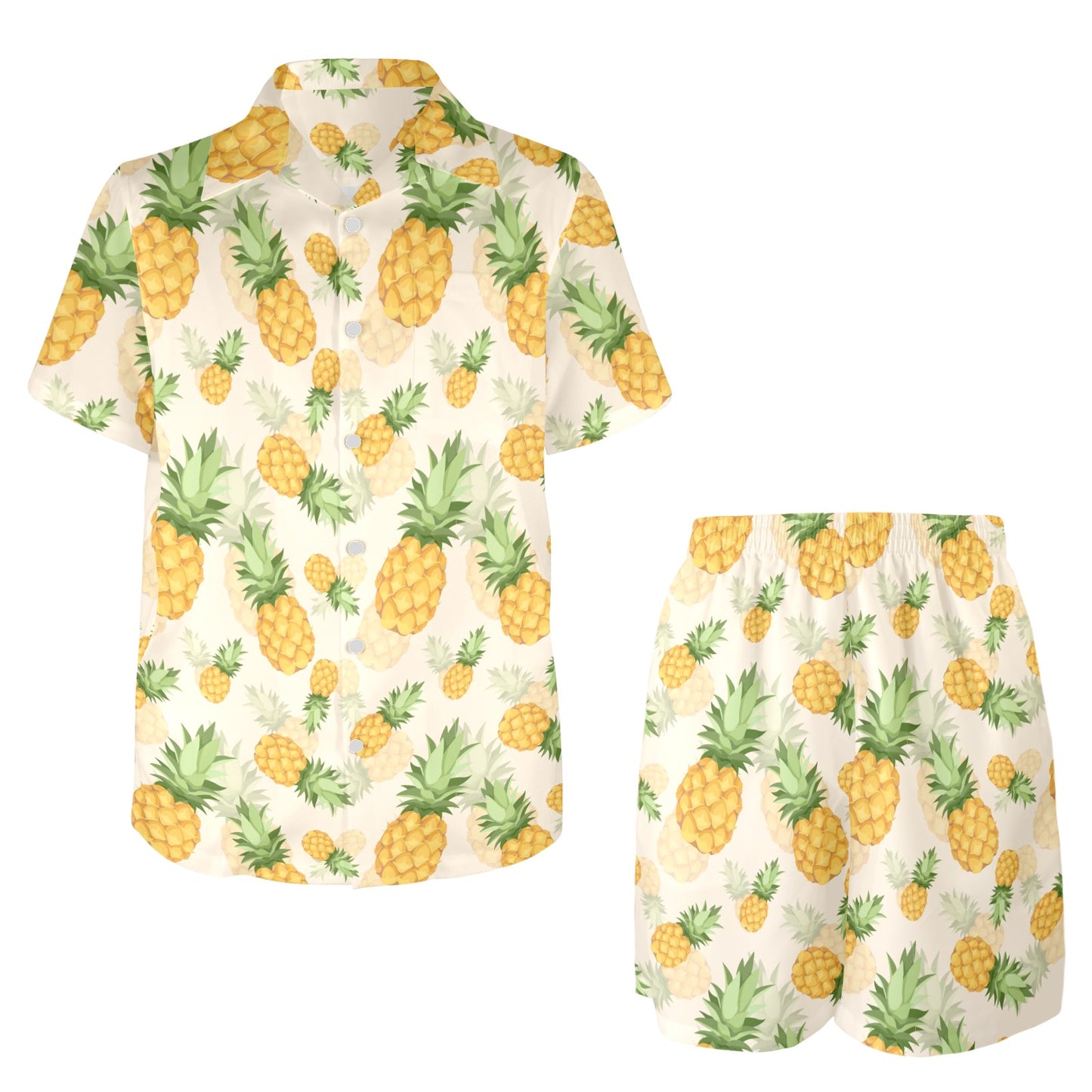 Vintage Pineapple Tropical Shower Curtain Men's Beach Shirt and Shorts Set