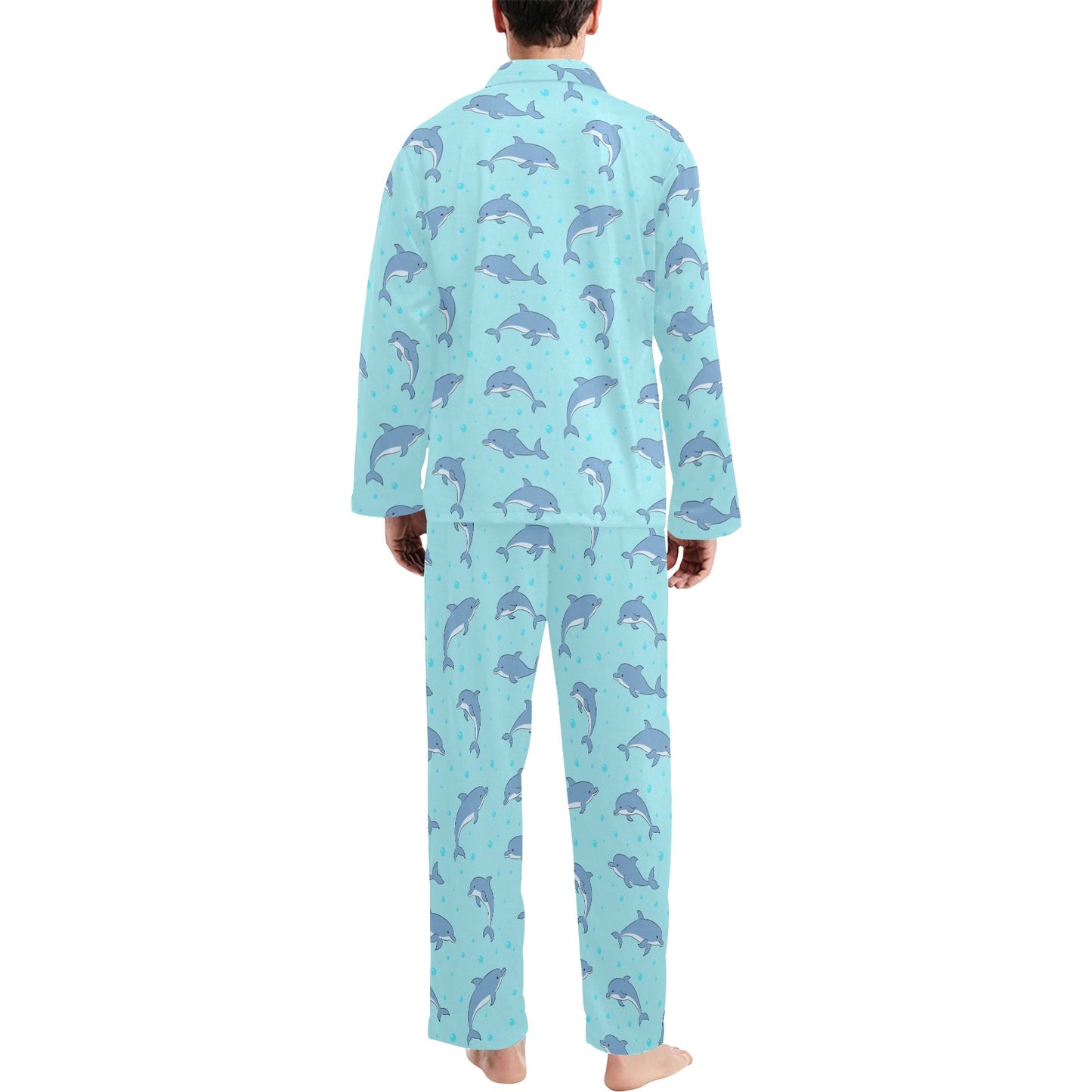 Dolphin Baby Cute Print Pattern Men's Long Pajama Set