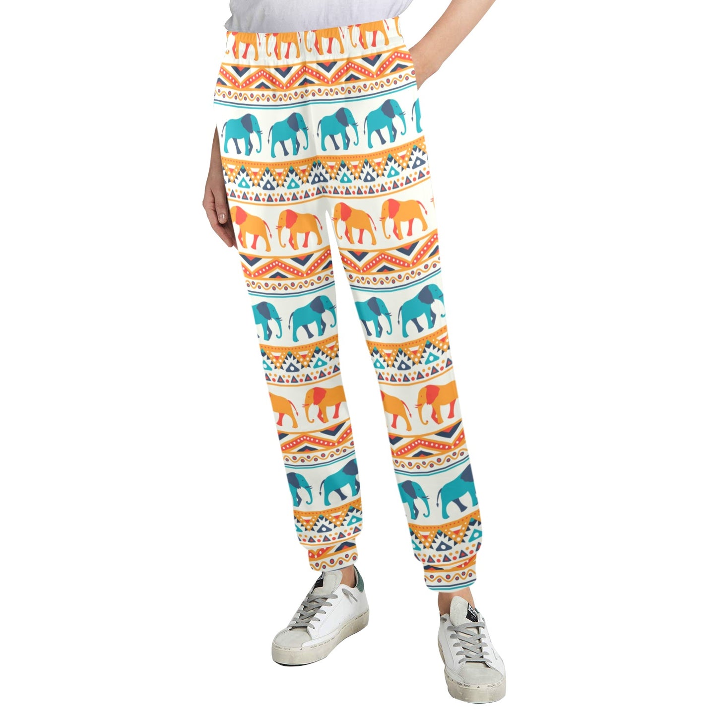 Elephant Aztec Ethnic Print Pattern Women's Casual Track Pants