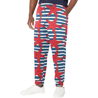 Starfish Red Pattern Print Design 02 Men's Casual Track Pants