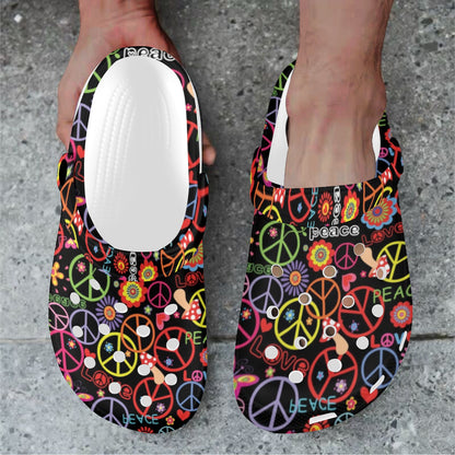 Peace Sign Colorful Design Print Unisex Clogs Shoes