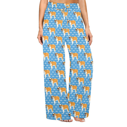 Bulldogs Pattern Print Design 06 Women's Wide Leg Lounge Pants