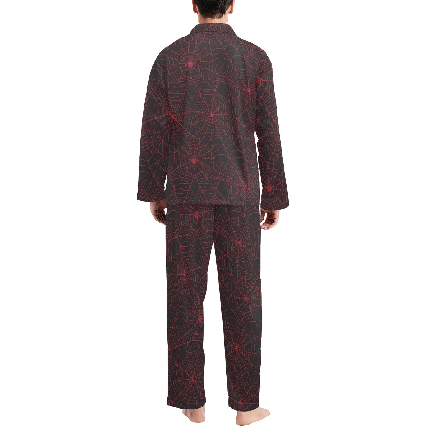 Spider Web Red Print Design LKS302 Men's Long Pajama Set