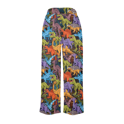 dinosaur Design Print Pattern JJ0102 Women's Wide Leg Lounge Pants