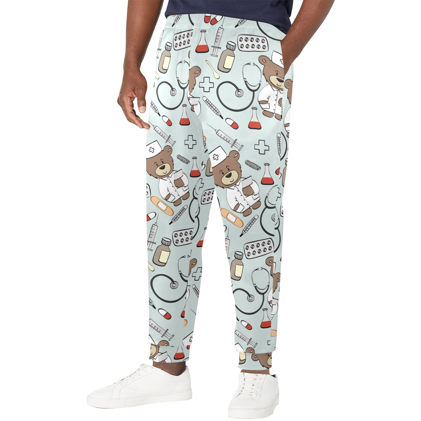 Nurse Bear Pattern Print Design A01 Men's Casual Track Pants
