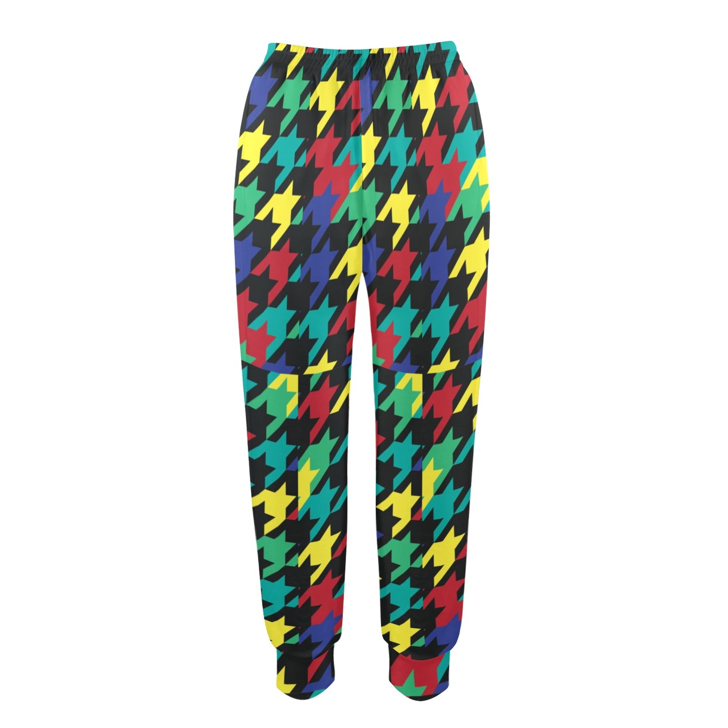 Houndstooth Colorful Pattern Print Design 02 Women's Casual Track Pants