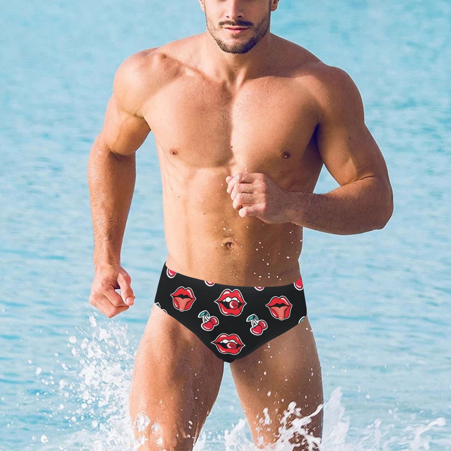 Cherry Pattern Print Design CH04 Men's Swimming Briefs