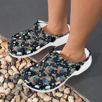 Sea Turtle Colorful with bubble Print Unisex Clogs Shoes