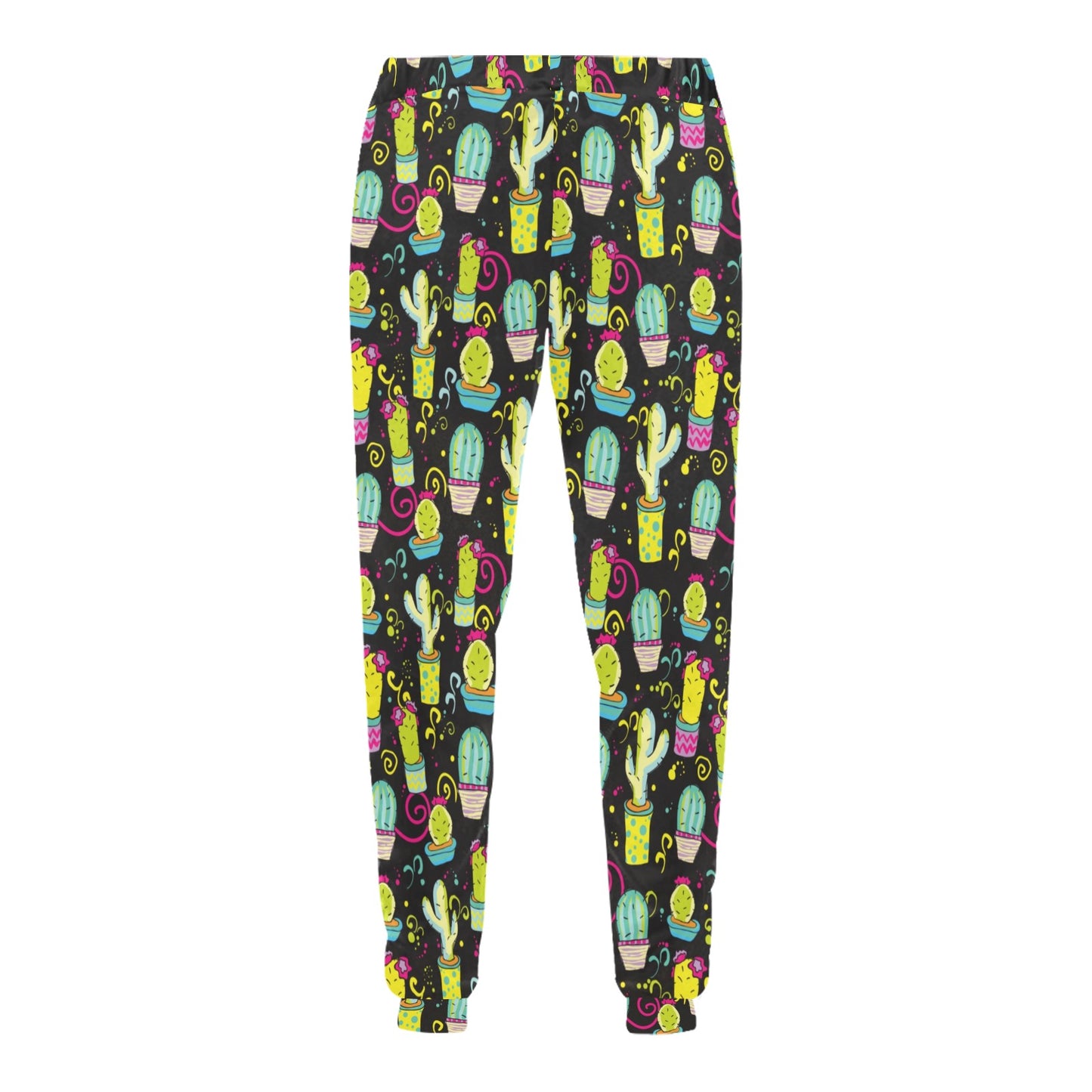 Cactus Neon Style Print Pattern Men's Sweatpants