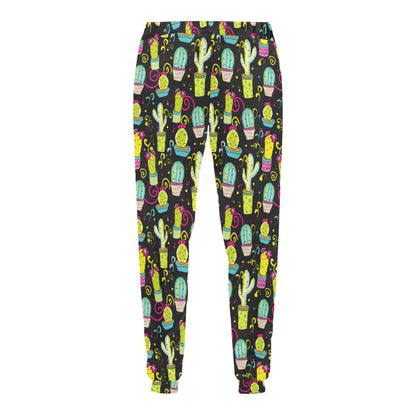 Cactus Neon Style Print Pattern Men's Sweatpants