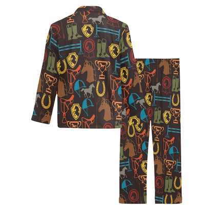 Equestrian Equipment Horse Colorful Men's Long Pajama Set