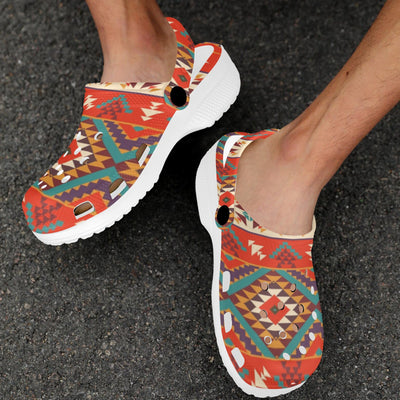 Aztec Red Print Pattern Unisex Clogs Shoes