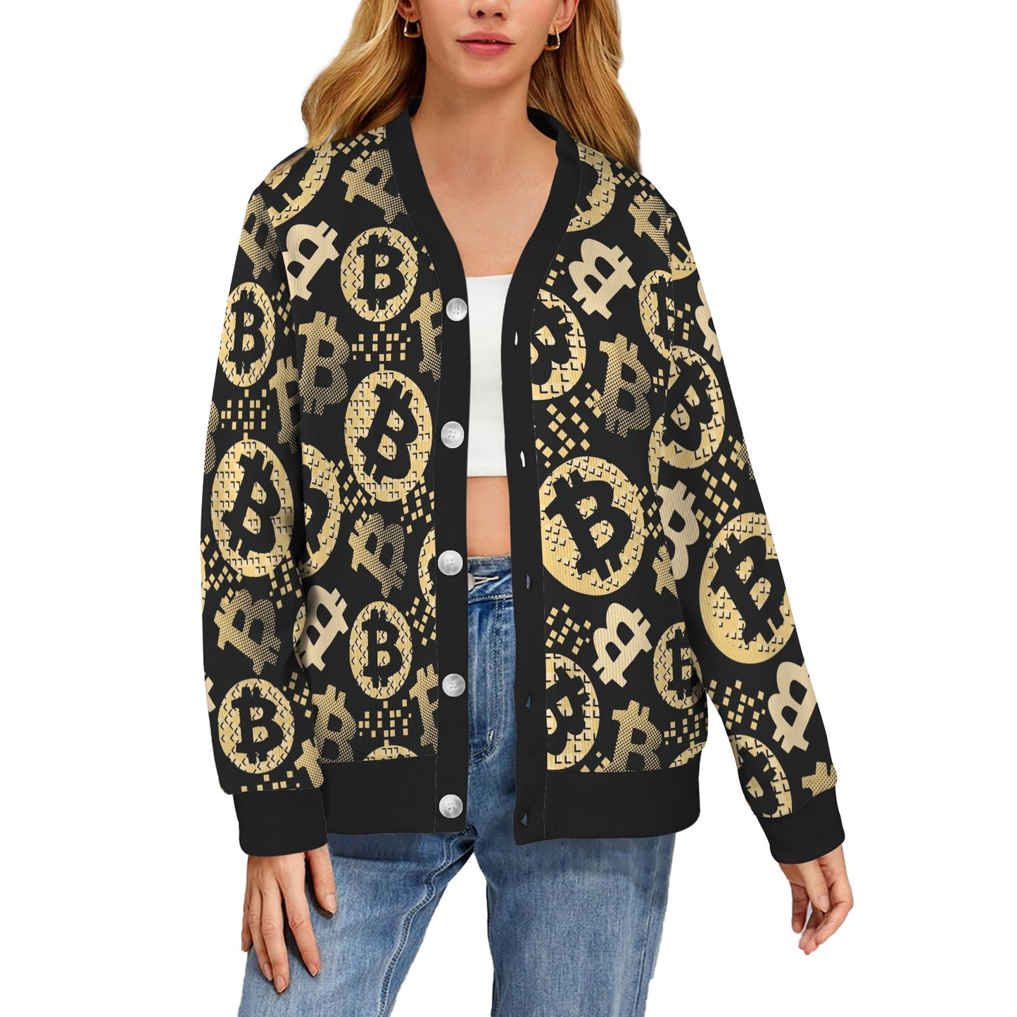 Bitcoin Pattern Print Design DO06 Women's Cardigan