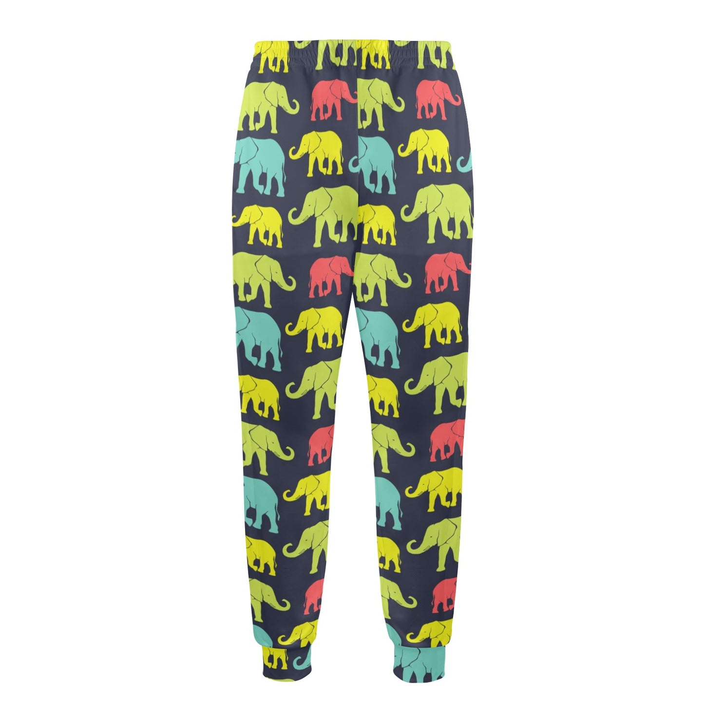 Elephant Neon Color Print Pattern Men's Casual Track Pants