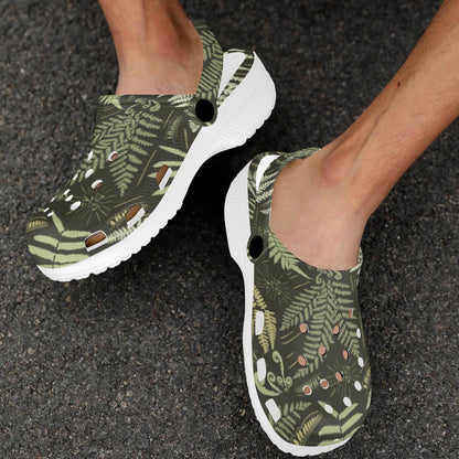 Fern Leave Green Print Pattern Unisex Clogs Shoes